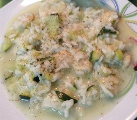 Risoto de Curgete e Camarão